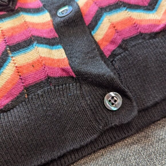 SI-IAE Silk Cashmere Chevron Cardigan | Designer Rainbow Knit - Picture 5 of 12